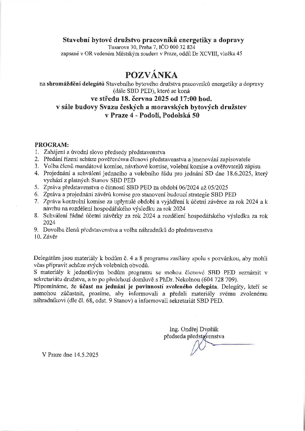 Pozvánka na SD 18. 6. 2025